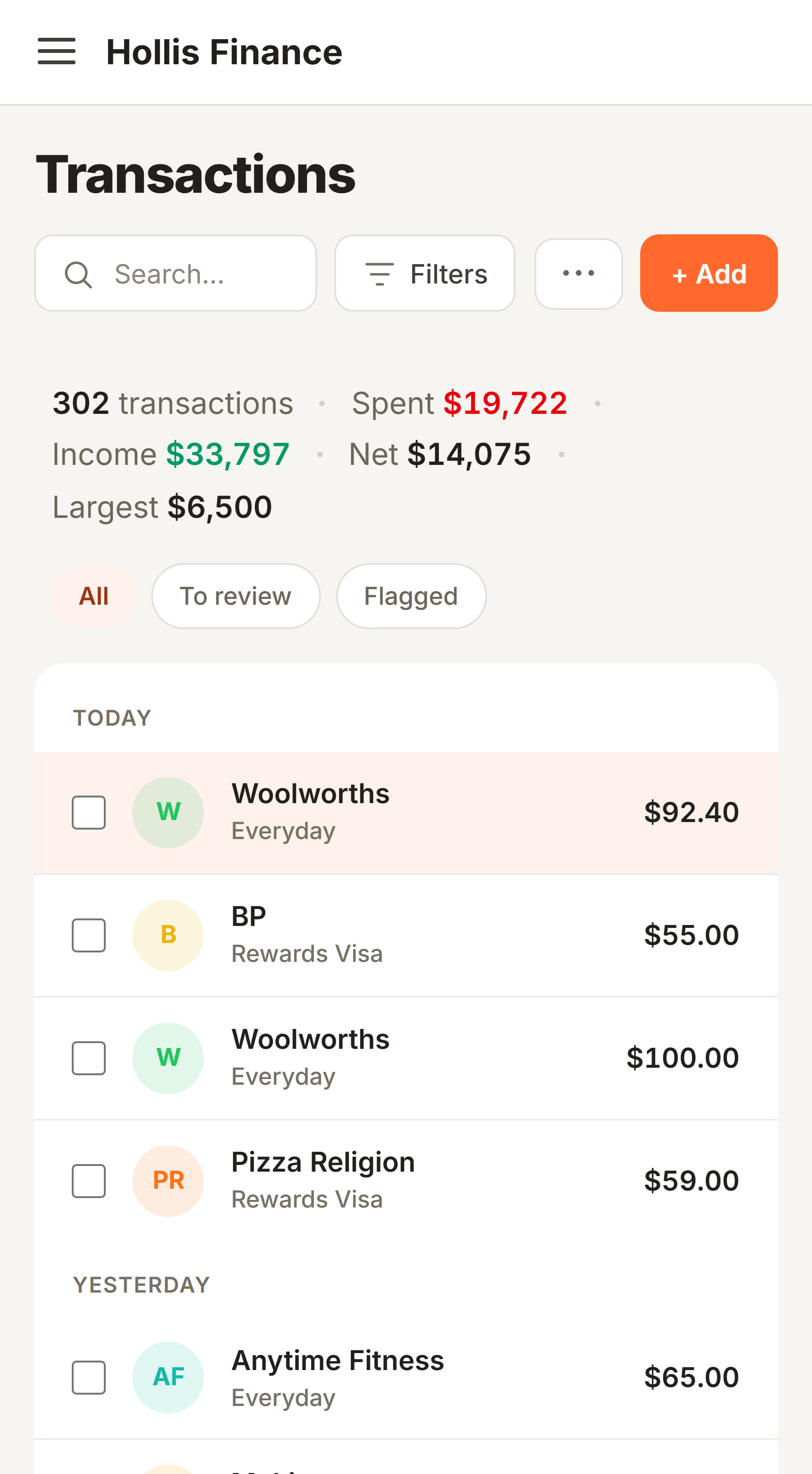 Every transaction, automatically sorted